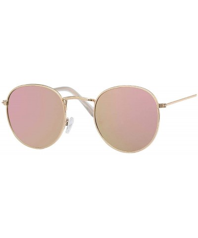 Oval Vintage Oval Sunglasses Women Retro Clear Lens Eyewear Round Sun Glasses Oculos De Sol - Gold Pink - CV19857IHA4 $24.46