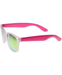 Wayfarer Retro Eyewear Super Flat Top Horn Rimmed Style Clear Lens Glasses - Pink - CY116T5E8IH $9.98