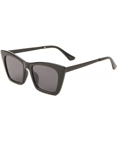 Cat Eye Thick Plastic Frame Square Cat Eye Sunglasses - Black - CE1987G09HD $11.05