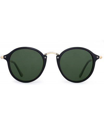 Oversized Retro Polarized Round Sunglasses for Women Vintage Small Mirror Glasses - C4186NY07R8 $20.01