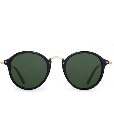 Oversized Retro Polarized Round Sunglasses for Women Vintage Small Mirror Glasses - C4186NY07R8 $33.06