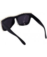 Square Sparkling Crystal Cat Eye Sunglasses UV Protection Rhinestone Sunglasses - Black Frame Silver - CY18WODEDM8 $15.28
