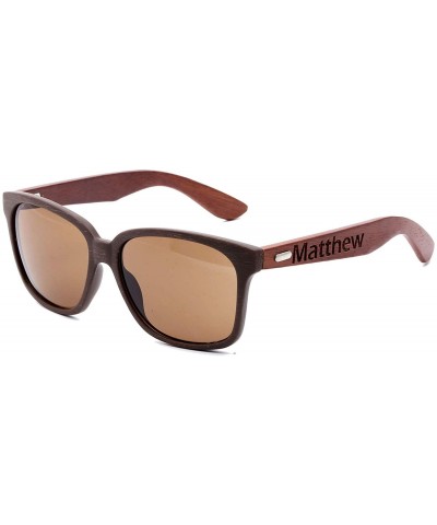 Wayfarer Personalized Walnut Wood Wooden Sunglasses UV400 Groomsmen Gifts - Sunglasses Without Wood Box - CH184C42UY8 $17.91