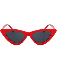Goggle Women Retro Vintage Cat Eye Narrow Slim Sunglasses Goggles Plastic Frame - Red-smoke - CJ18I2MGSM4 $18.97
