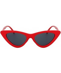 Goggle Women Retro Vintage Cat Eye Narrow Slim Sunglasses Goggles Plastic Frame - Red-smoke - CJ18I2MGSM4 $12.14