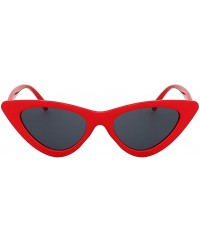 Goggle Women Retro Vintage Cat Eye Narrow Slim Sunglasses Goggles Plastic Frame - Red-smoke - CJ18I2MGSM4 $12.14