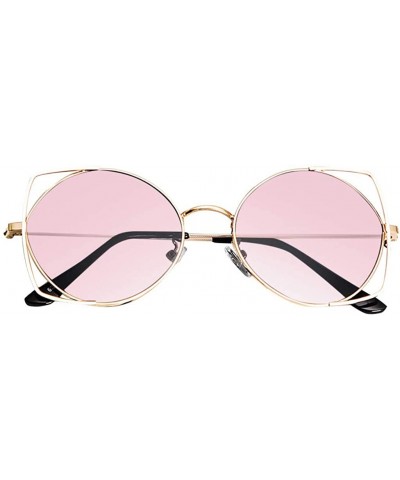 Goggle Sunglasses for Women Cat Eyes New Fashion Goggles Mirror Protection Metal Frame - Pink - CM18T4UXTYD $23.18