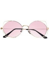 Goggle Sunglasses for Women Cat Eyes New Fashion Goggles Mirror Protection Metal Frame - Pink - CM18T4UXTYD $10.80