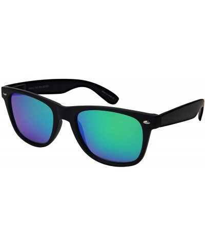 Wayfarer Black Horn Rimmed Sunglasses Men Women Spring Hinge Polarized Lens 5401AS-PRV - CU18KCT8DC2 $23.14