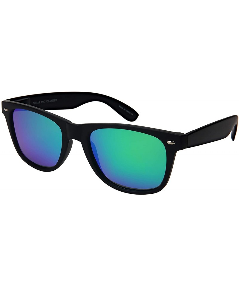 Wayfarer Black Horn Rimmed Sunglasses Men Women Spring Hinge Polarized Lens 5401AS-PRV - CU18KCT8DC2 $9.83