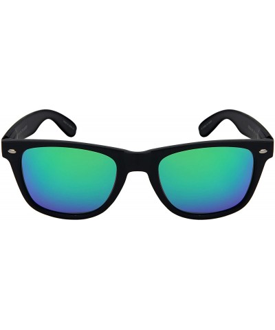 Wayfarer Black Horn Rimmed Sunglasses Men Women Spring Hinge Polarized Lens 5401AS-PRV - CU18KCT8DC2 $9.83