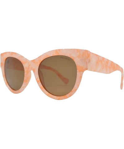 Oversized Women's Bold Oversized Chunky Cat Eye Vintage Sunglasses - Peach Marble + Polarized Brown Lens - C518UCQLKHL $25.94