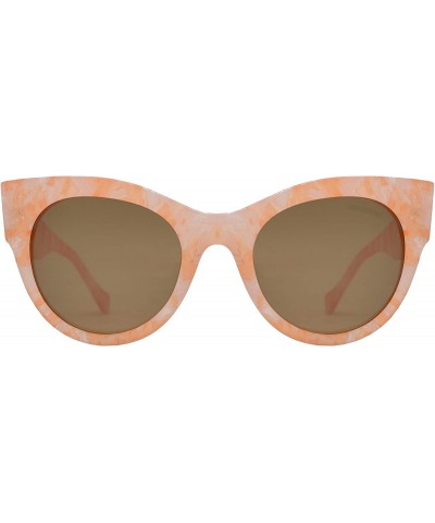 Oversized Women's Bold Oversized Chunky Cat Eye Vintage Sunglasses - Peach Marble + Polarized Brown Lens - C518UCQLKHL $12.79