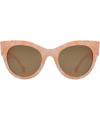 Oversized Women's Bold Oversized Chunky Cat Eye Vintage Sunglasses - Peach Marble + Polarized Brown Lens - C518UCQLKHL $12.79