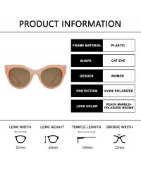 Oversized Women's Bold Oversized Chunky Cat Eye Vintage Sunglasses - Peach Marble + Polarized Brown Lens - C518UCQLKHL $12.79