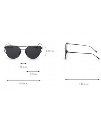Sport Women Cat Eye Glasses Fashion Twin-Beams Classic Metal Frame Mirror Sunglasses with Tray (Black) - Black - CU17Z725N6Q ...