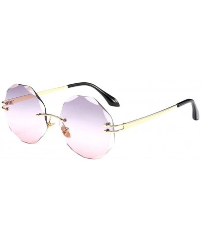 Rimless Womens Oversized Rimless Sunglasses Vintage Style Clear Glasses UV400 - Color 4 - C818E5EKXTX $10.21