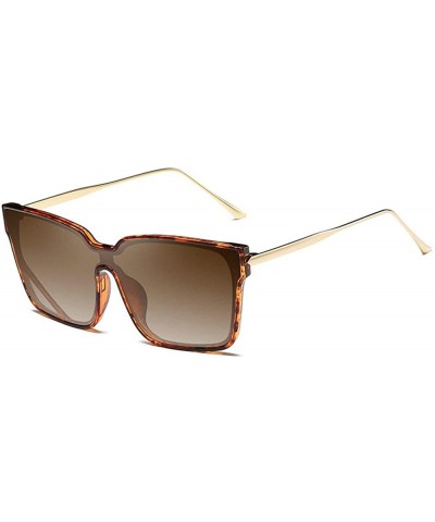 Square 2019 Fashion New One-piece Glasses Square Personality Sunglasses Men Women UV protection - Leopard - C718ZZS6Q2Y $23.94