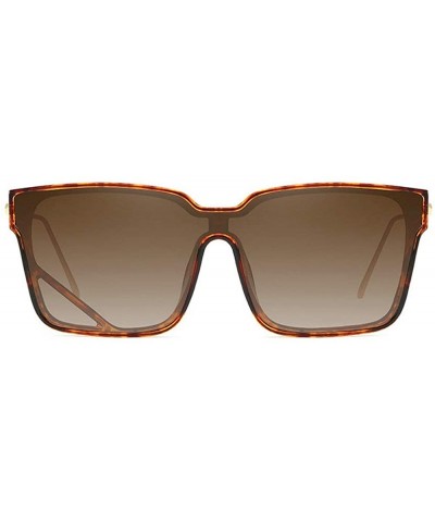 Square 2019 Fashion New One-piece Glasses Square Personality Sunglasses Men Women UV protection - Leopard - C718ZZS6Q2Y $14.49