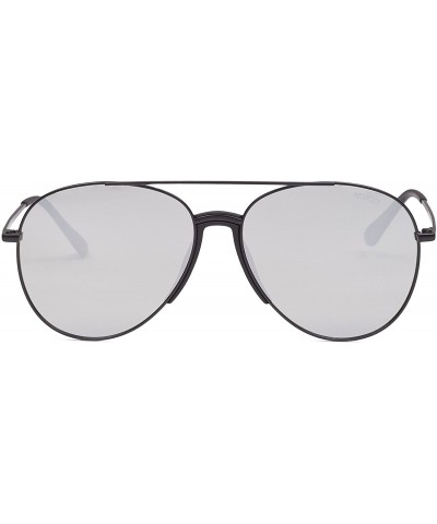 Sport Unisex Mens Womens Polarised Aviator Sunglasses 80s Retro Celebrity Shades - Black - Silver Mirror - CJ18EICQLYY $24.14