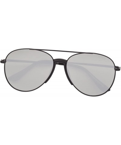 Sport Unisex Mens Womens Polarised Aviator Sunglasses 80s Retro Celebrity Shades - Black - Silver Mirror - CJ18EICQLYY $24.14