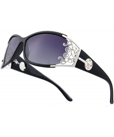 Square Vintage Sunglasses Polarized Glasses Feminine - Black&silver - CT199L3THI9 $29.26