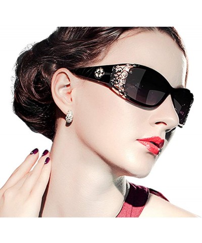 Square Vintage Sunglasses Polarized Glasses Feminine - Black&silver - CT199L3THI9 $13.73