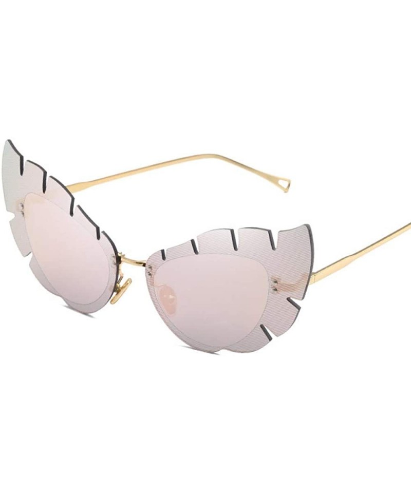 Aviator Metal sunglasses Irregular sunglasses Men's leaf-shaped lenses sunglasses - D - CK18Q6ZO0MX $26.25
