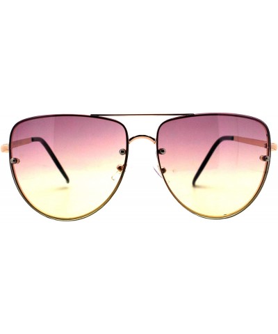 Aviator Womens Fashion Sunglasses Retro Ombre Color Lens Metal Rims UV 400 - Gold (Purple Yellow) - CO183OGRIXR $9.54