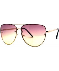 Aviator Womens Fashion Sunglasses Retro Ombre Color Lens Metal Rims UV 400 - Gold (Purple Yellow) - CO183OGRIXR $9.54