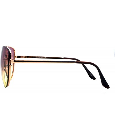 Aviator Womens Fashion Sunglasses Retro Ombre Color Lens Metal Rims UV 400 - Gold (Purple Yellow) - CO183OGRIXR $9.54