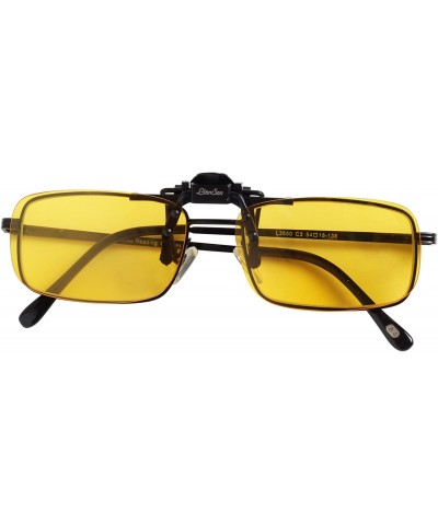 Rectangular Polarized Men Women Outdoor Sport Clip on Flip up Driving Sunglasses - 2 Pairs Small (Yellow and Black) - CR11NF8...