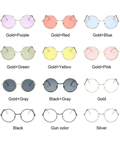 Round Round Small Sunglasses Women Vintage Metal Cheap Sun Glasses Retro Circle Eyewear - Goldgreen - C8197Y7OEWX $28.55