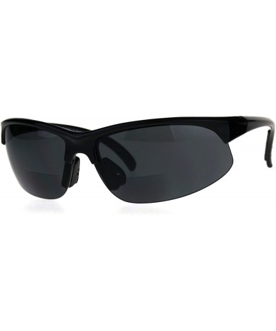 Sport Mens Classic Half Rim Sport Warp Sunglasses with Bifocal Reading Lens (black- 2.25) - CG188LK8WCD $24.30