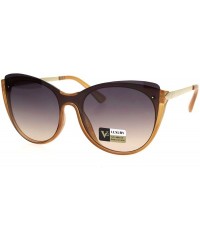 Cat Eye Womens Designer Fashion Exposed Lens Large Cat Eye Sunglasses - Light Brown - C218Q8T5UNL $15.31