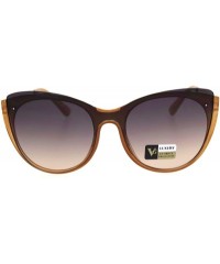 Cat Eye Womens Designer Fashion Exposed Lens Large Cat Eye Sunglasses - Light Brown - C218Q8T5UNL $15.31