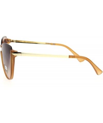 Cat Eye Womens Designer Fashion Exposed Lens Large Cat Eye Sunglasses - Light Brown - C218Q8T5UNL $15.31