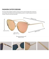 Sport Cat Eye Mirrored Flat Lenses Metal Frame Sunglasses for Women Retro Fashion Sun glasses Shades - C718OSMA27O $11.04