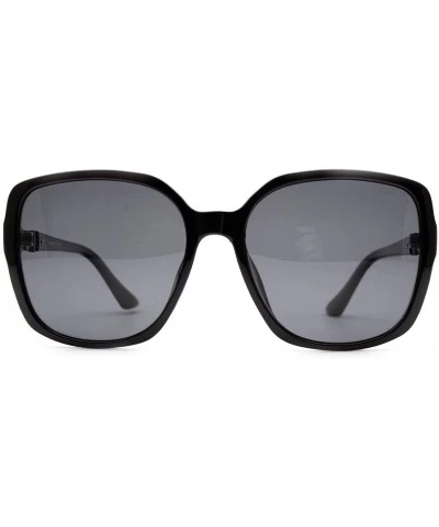 Oversized p675 Trendy Oversized Polarized - for Womens 100% UV PROTECTION - Black-black - CF192TGAMTM $45.68