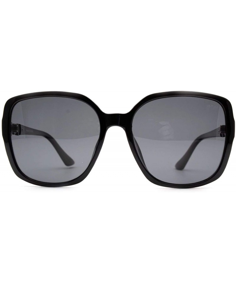 Oversized p675 Trendy Oversized Polarized - for Womens 100% UV PROTECTION - Black-black - CF192TGAMTM $45.68