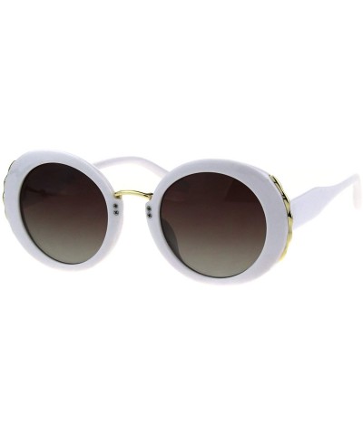 Round Womens Designer Style Sunglasses Round Vintage Fashion Shades UV 400 - White (Brown Smoke) - C418OE46Q8W $22.49