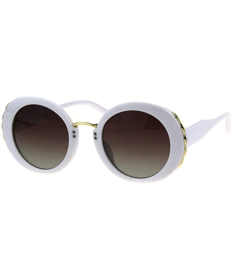 Round Womens Designer Style Sunglasses Round Vintage Fashion Shades UV 400 - White (Brown Smoke) - C418OE46Q8W $9.35