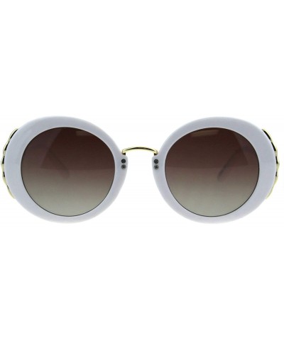 Round Womens Designer Style Sunglasses Round Vintage Fashion Shades UV 400 - White (Brown Smoke) - C418OE46Q8W $9.35