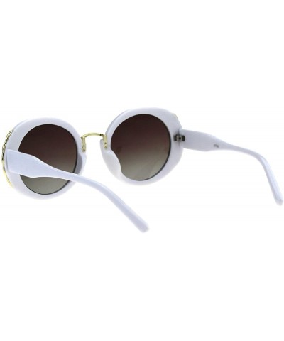 Round Womens Designer Style Sunglasses Round Vintage Fashion Shades UV 400 - White (Brown Smoke) - C418OE46Q8W $9.35