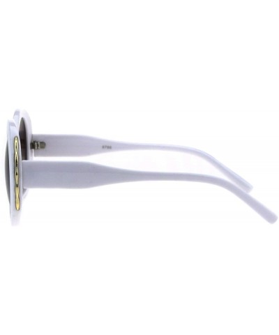 Round Womens Designer Style Sunglasses Round Vintage Fashion Shades UV 400 - White (Brown Smoke) - C418OE46Q8W $9.35