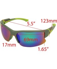 Rectangular Double Injection Sunglasses SPORTS - 2762 Shiny Gunmetal Green / Green Blue Mirror - C612HTW9B8P $14.75