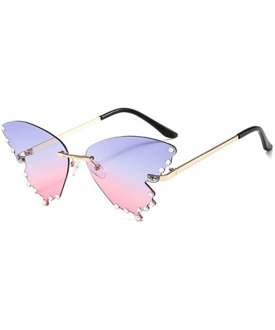 Rimless Butterfly Sunglasses Women Rhinestones Shades Trendy Oversized Rimless Eyewear UV Protection - C0190HER75U $22.58