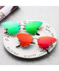 Rimless Butterfly Sunglasses Women Rhinestones Shades Trendy Oversized Rimless Eyewear UV Protection - C0190HER75U $12.90