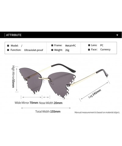 Rimless Butterfly Sunglasses Women Rhinestones Shades Trendy Oversized Rimless Eyewear UV Protection - C0190HER75U $12.90