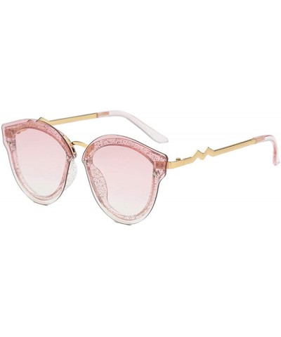 Square Unisex Retro Cat Eye Metal Frame Oversized Plastic Lenses Sunglasses - Pink - CE18NLS33KM $11.50